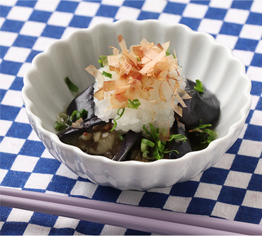 なすの煮びたしに大根おろしと一緒に